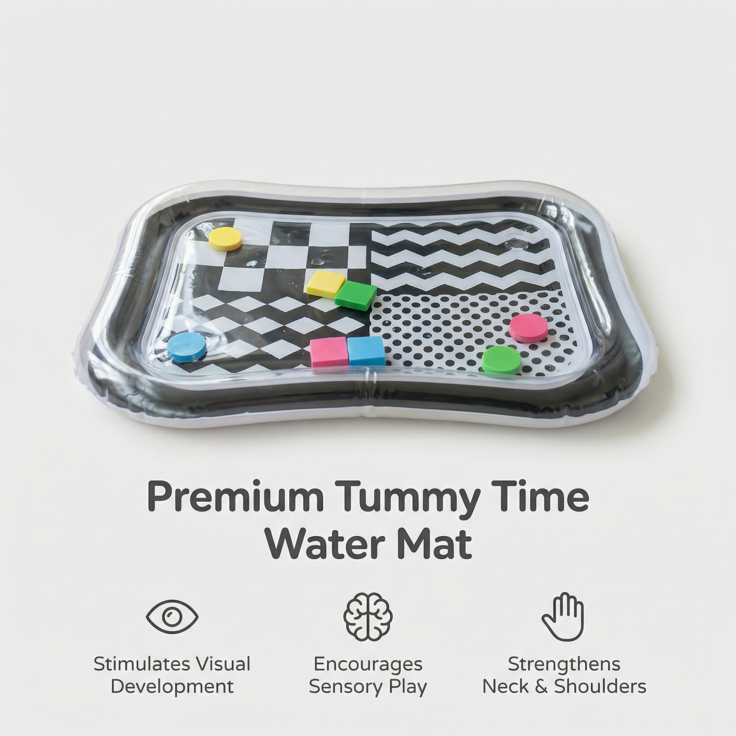 Black & White Baby Tummy Time Water Mat