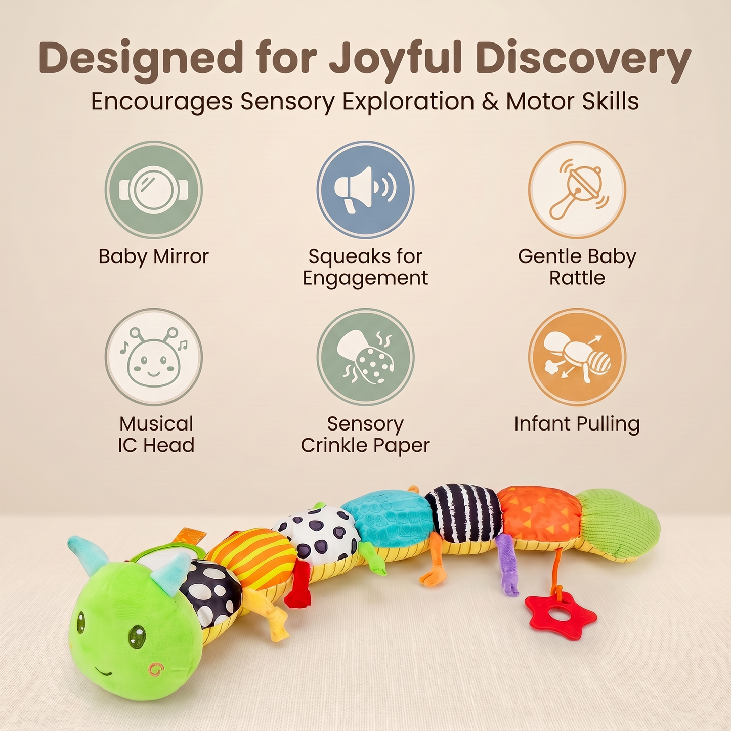Soft Sensory Caterpillar Toy for Babies