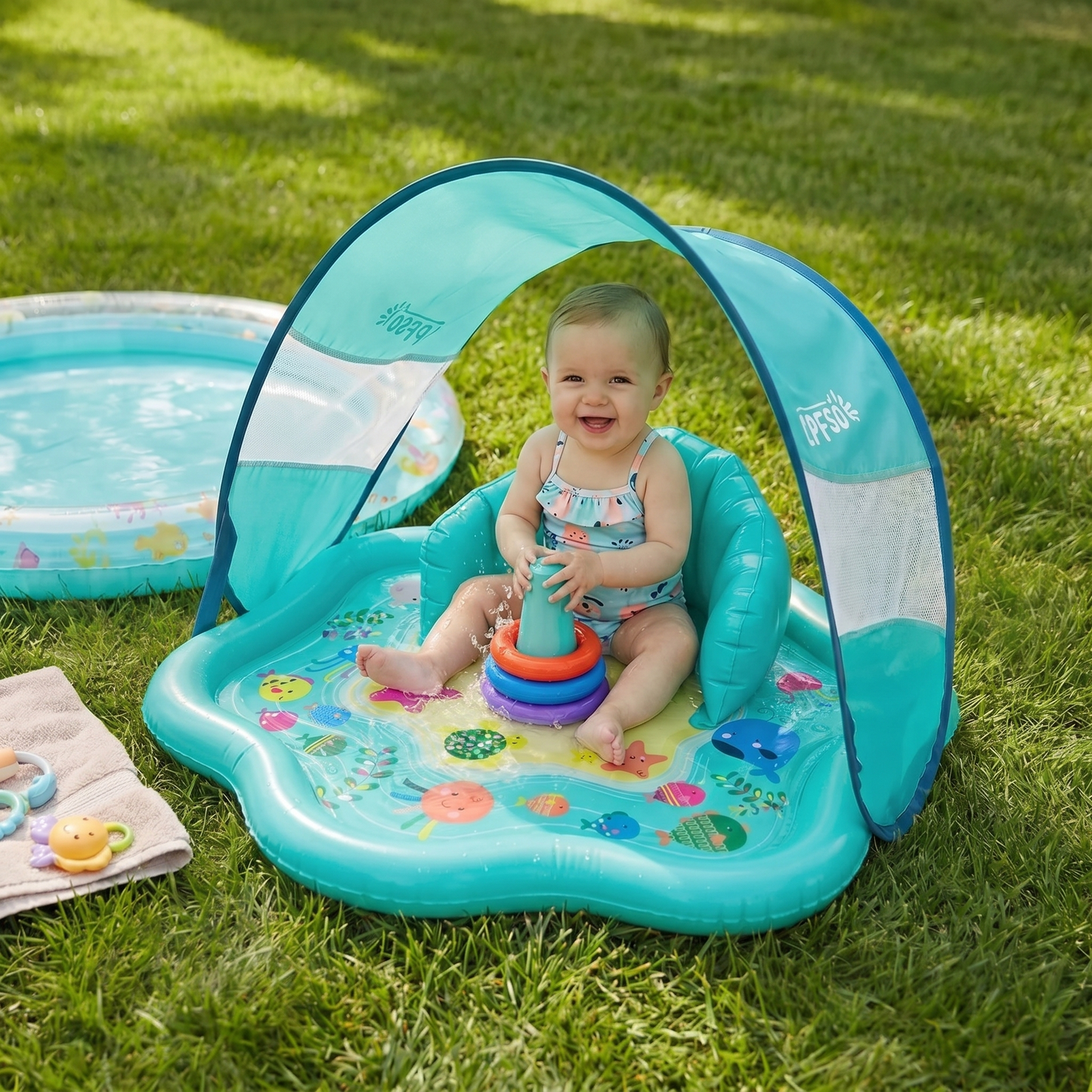 Baby Splash Play Mat with Sun Shade