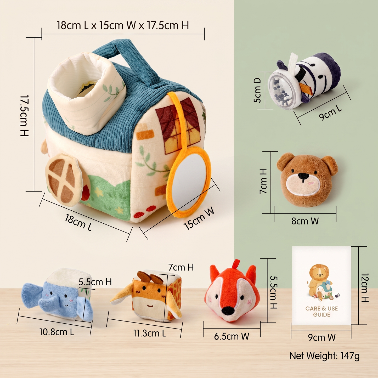 Plush Animal Friends Sensory House with 5 Animals