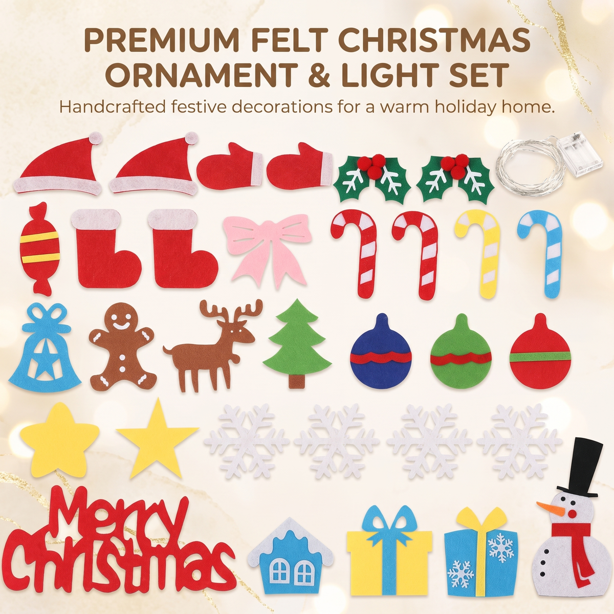 Decorate Your Own Felt Christmas Tree with Lights