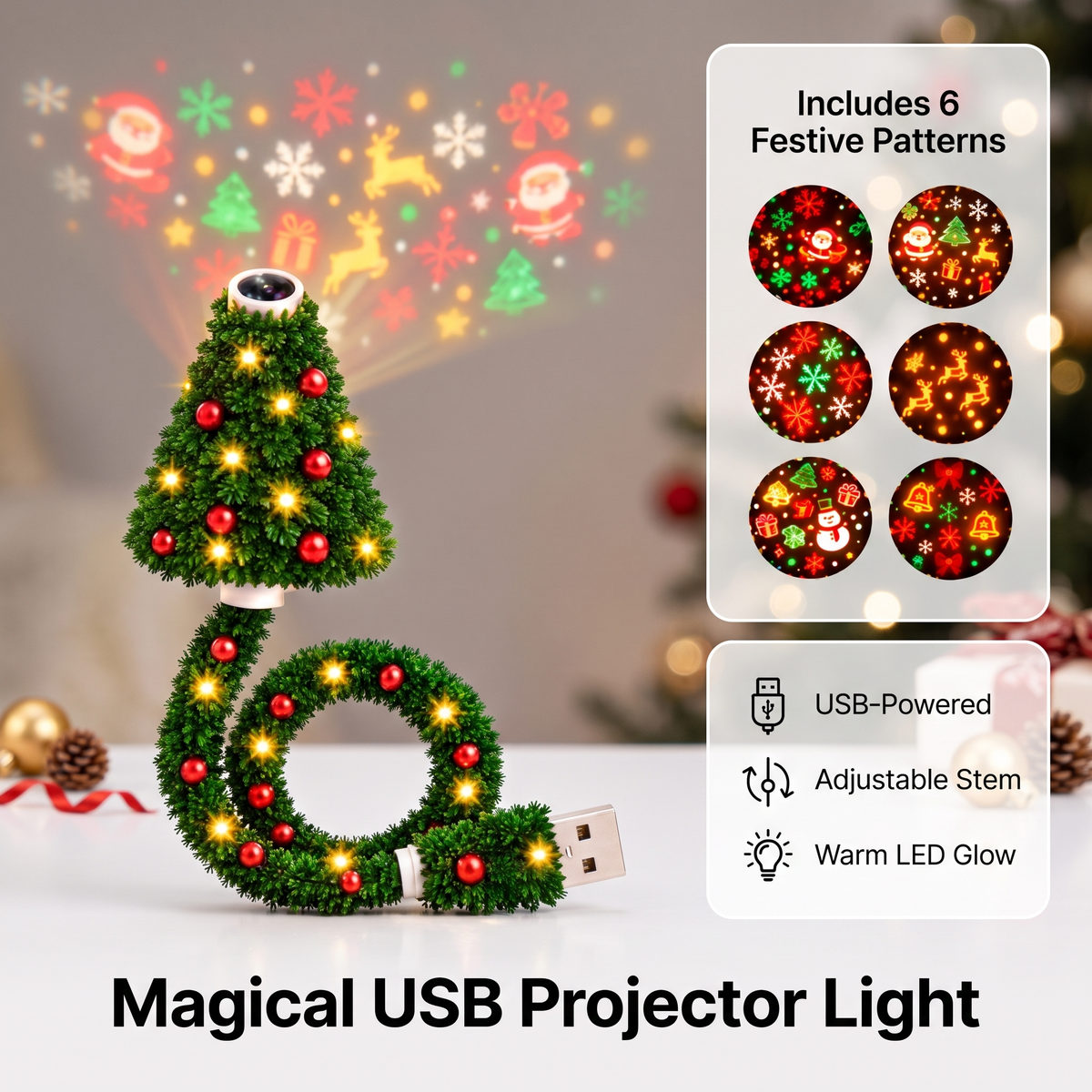 Christmas Room Projector with 6 Festive Scenes