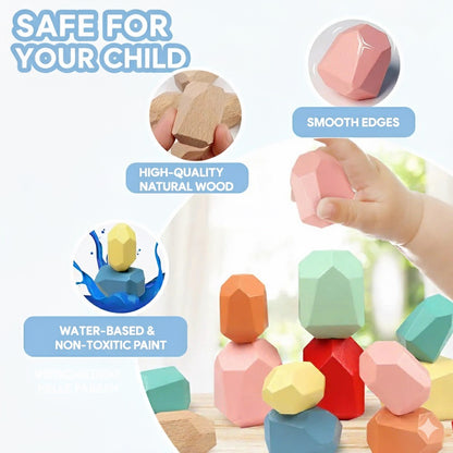 Wooden Balance Stones for Motor Skills Development (26pcs)