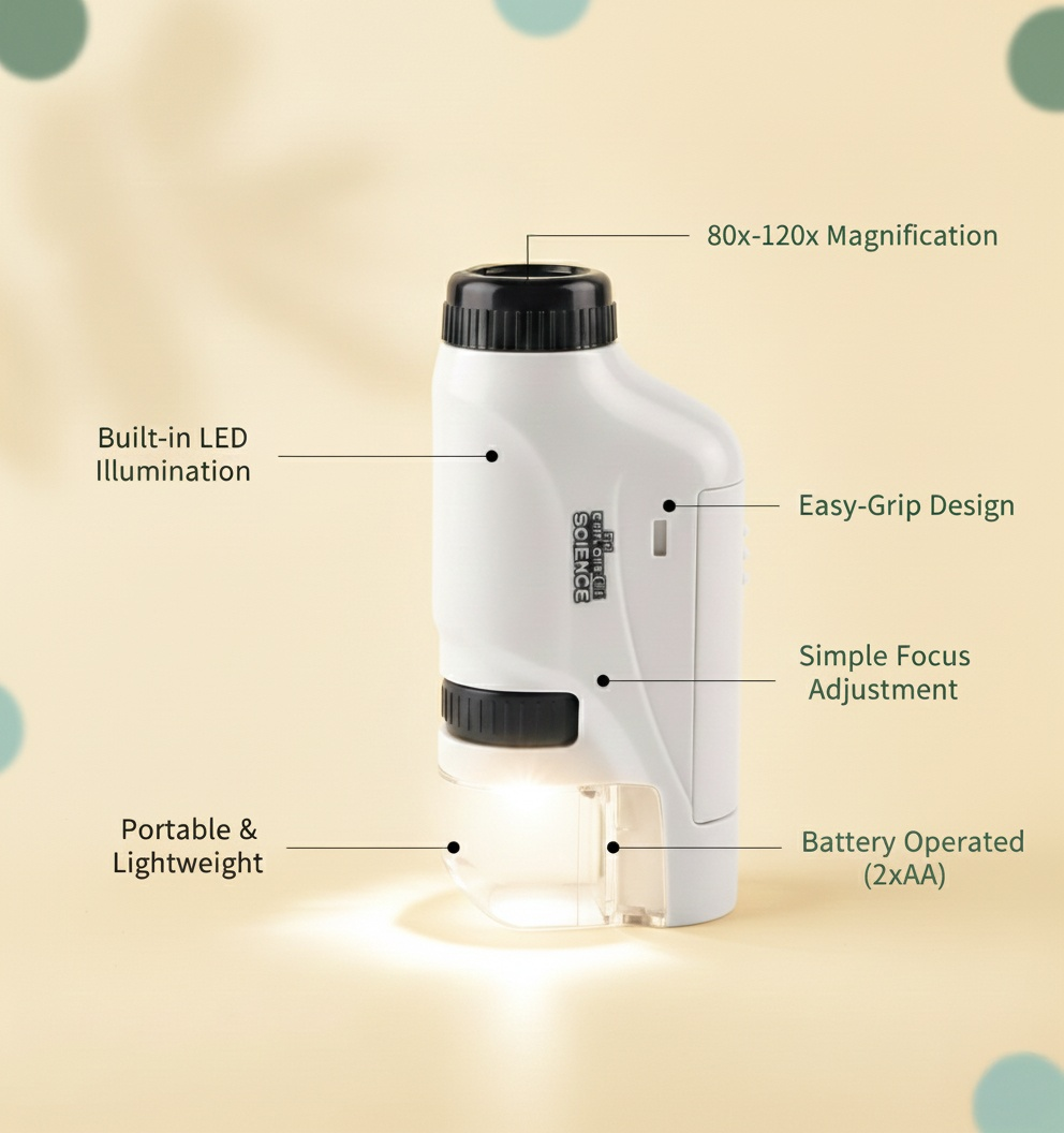 Kids Pocket Microscope with LED Light