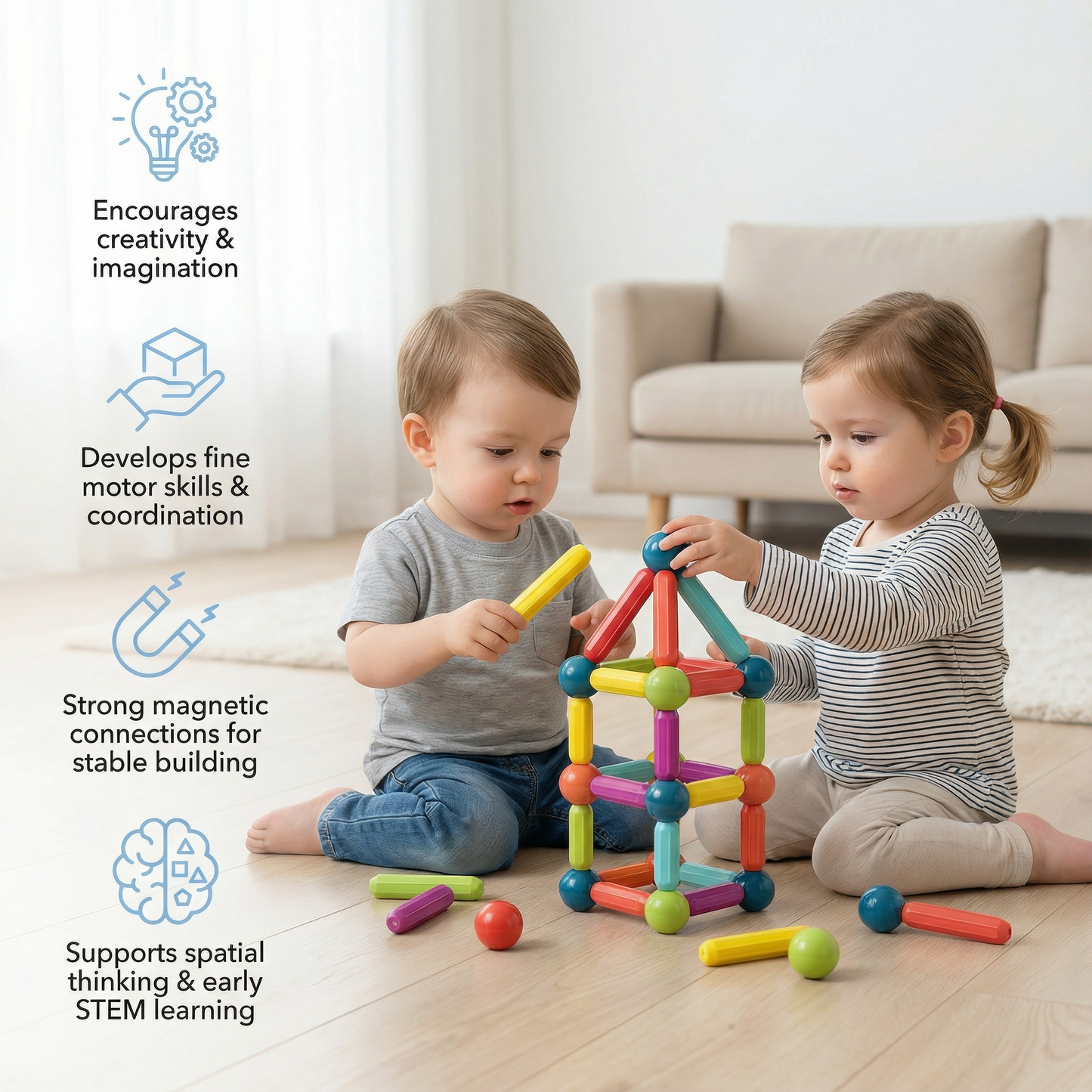 Magnetic Rods & Balls Construction Set