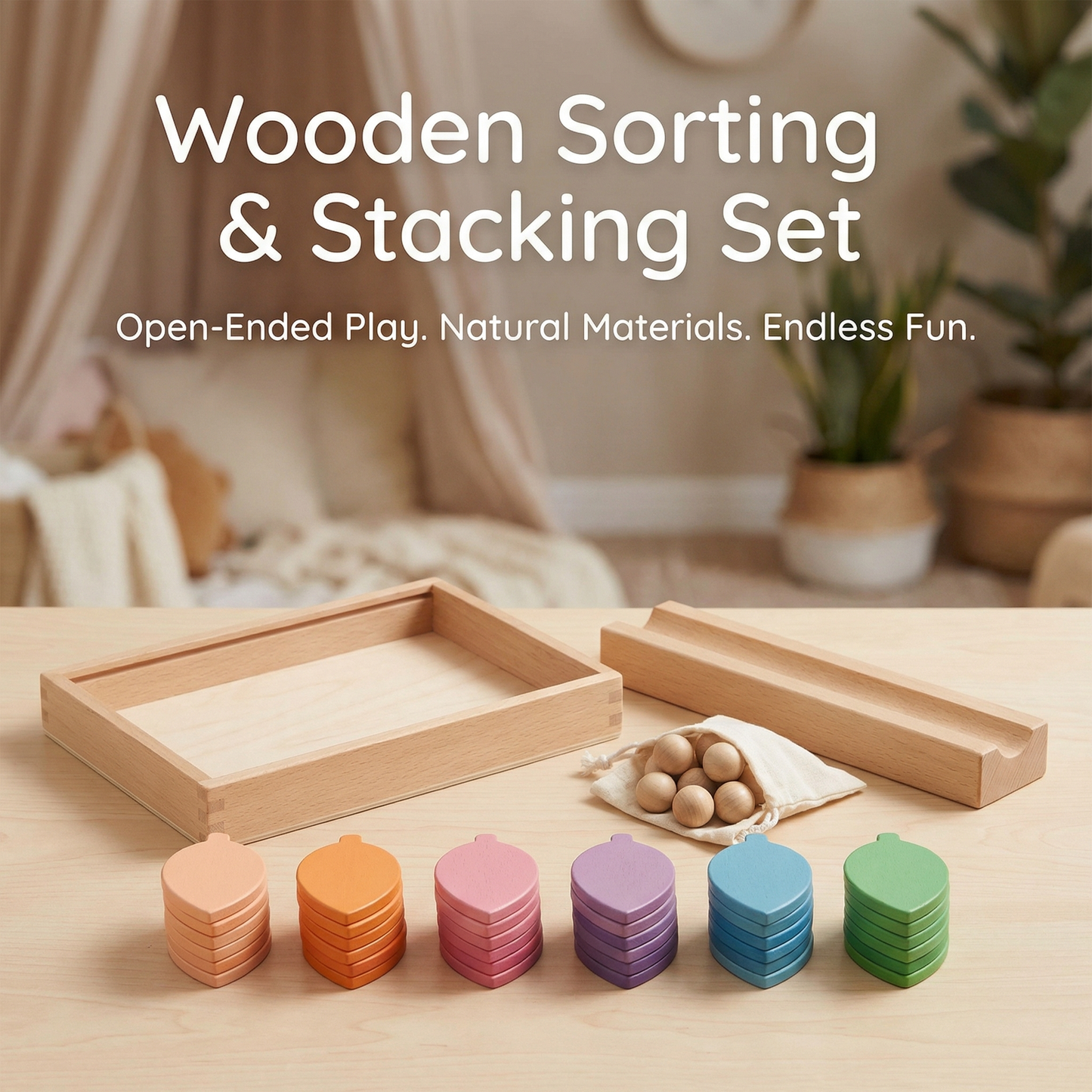 Wooden Rainbow Marble Sound Tree
