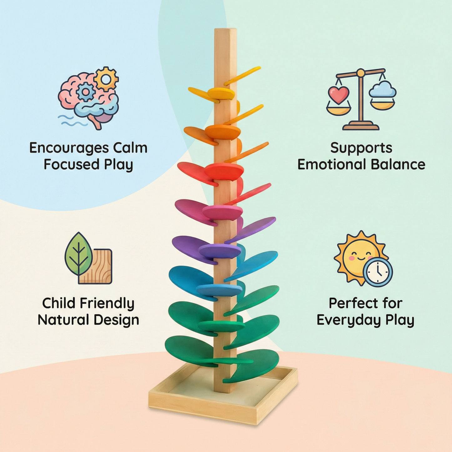 Wooden Rainbow Marble Sound Tree