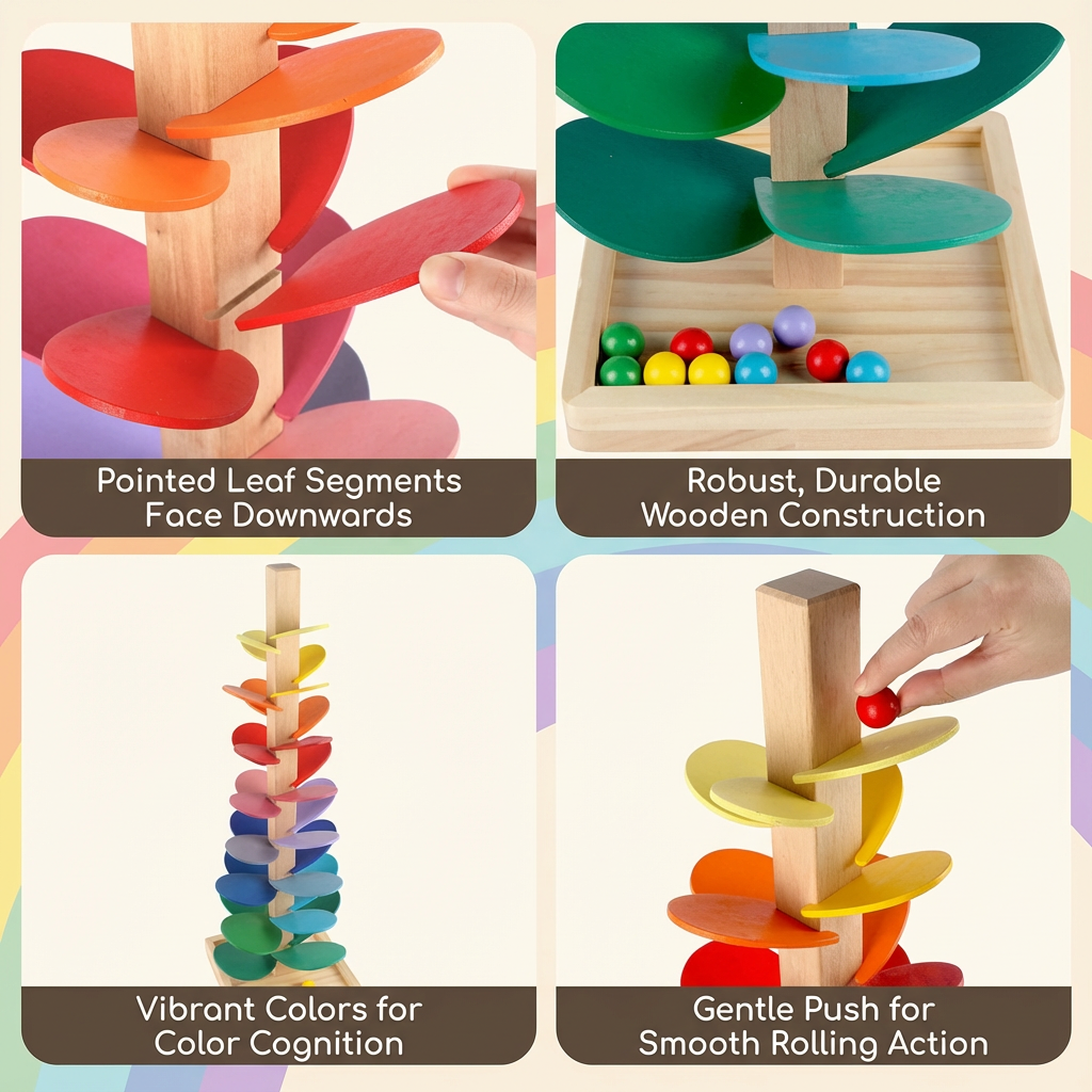 Wooden Rainbow Marble Sound Tree