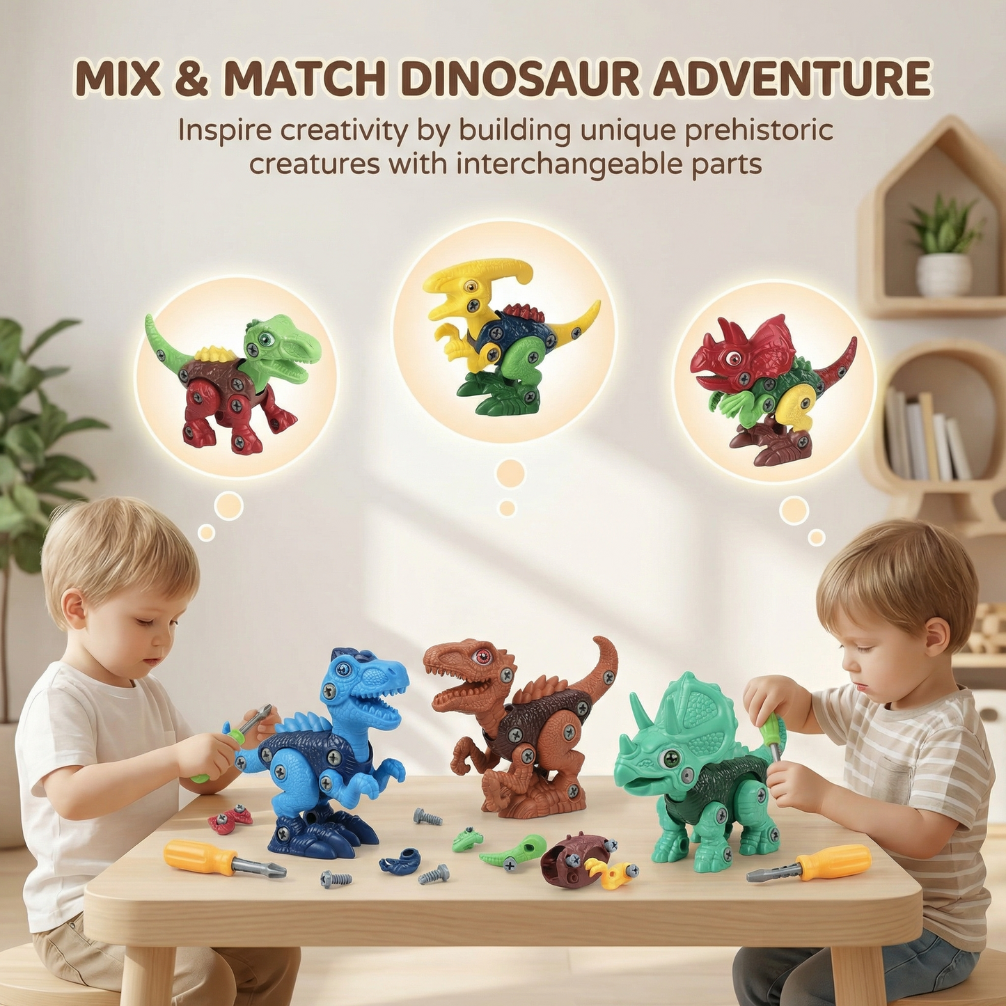 Dinosaur Construction Screw Building Set