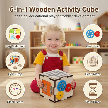 Montessori Wooden Activity Cube