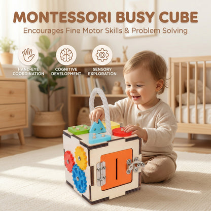 Montessori Wooden Activity Cube