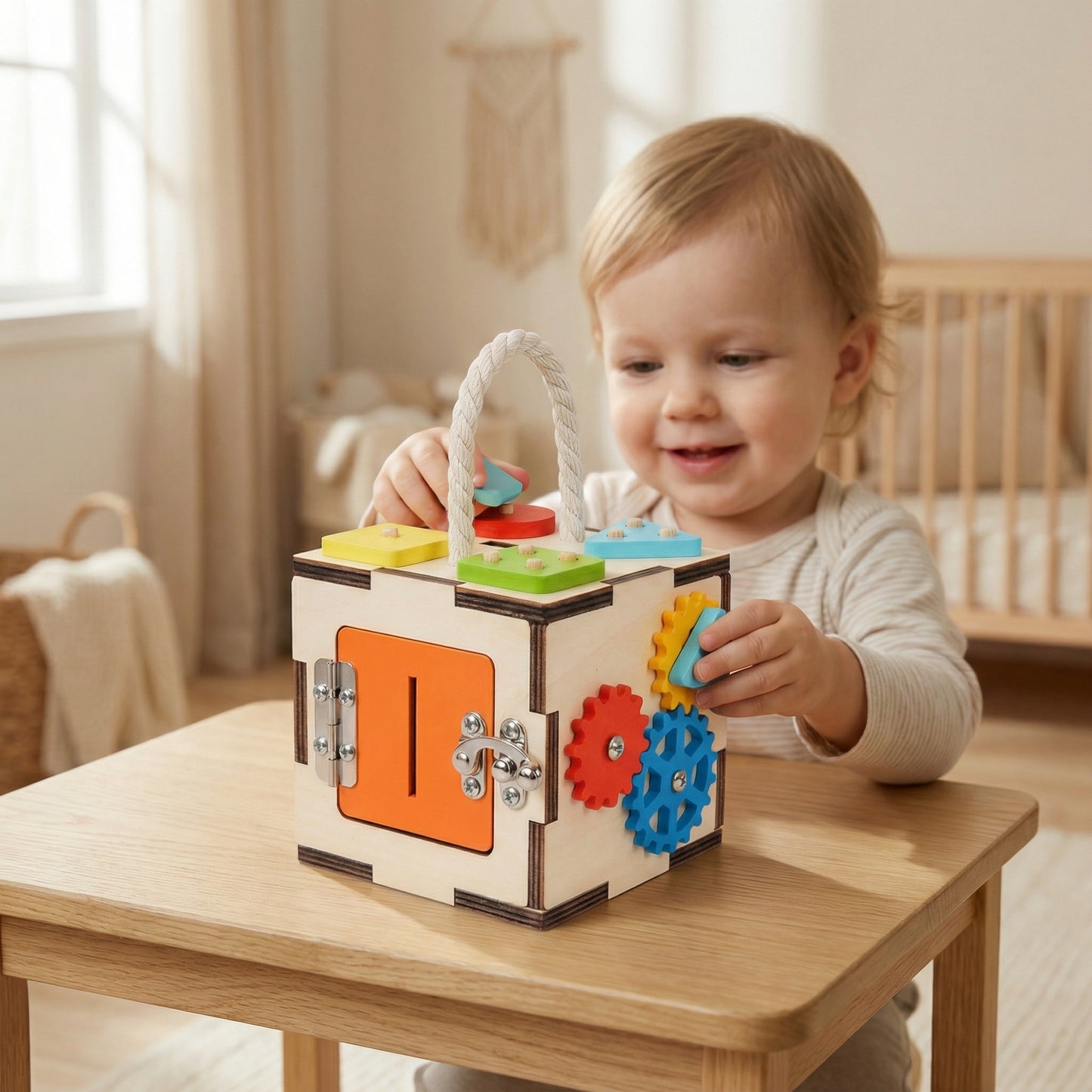 Montessori Wooden Activity Cube