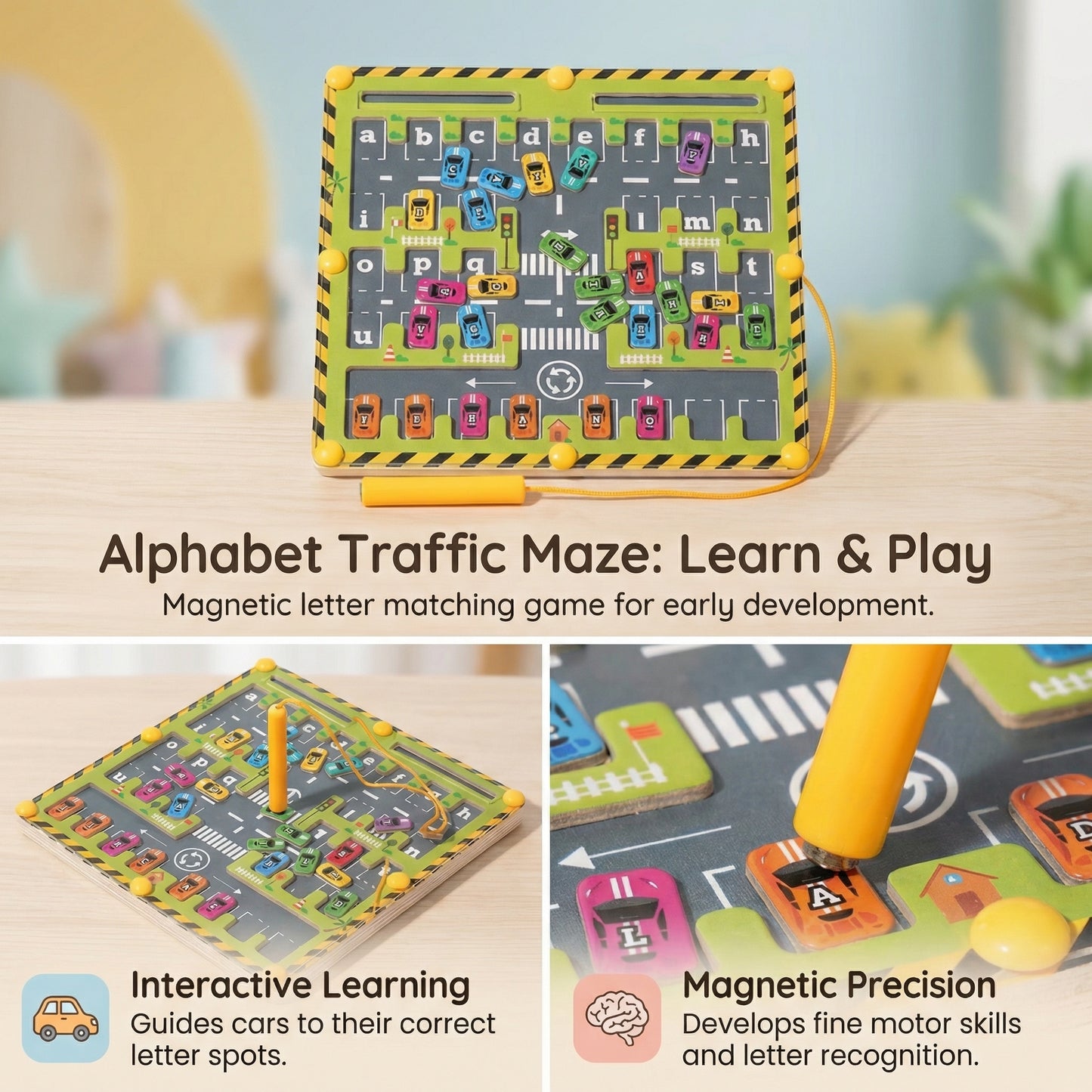 Wooden Alphabet Magnetic Maze