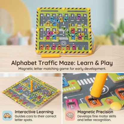Wooden Alphabet Magnetic Maze