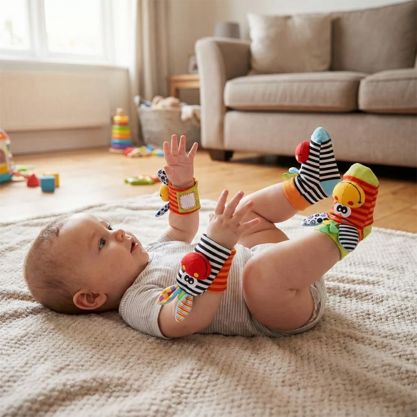 Newborn Rattle Socks and Wrist Bands
