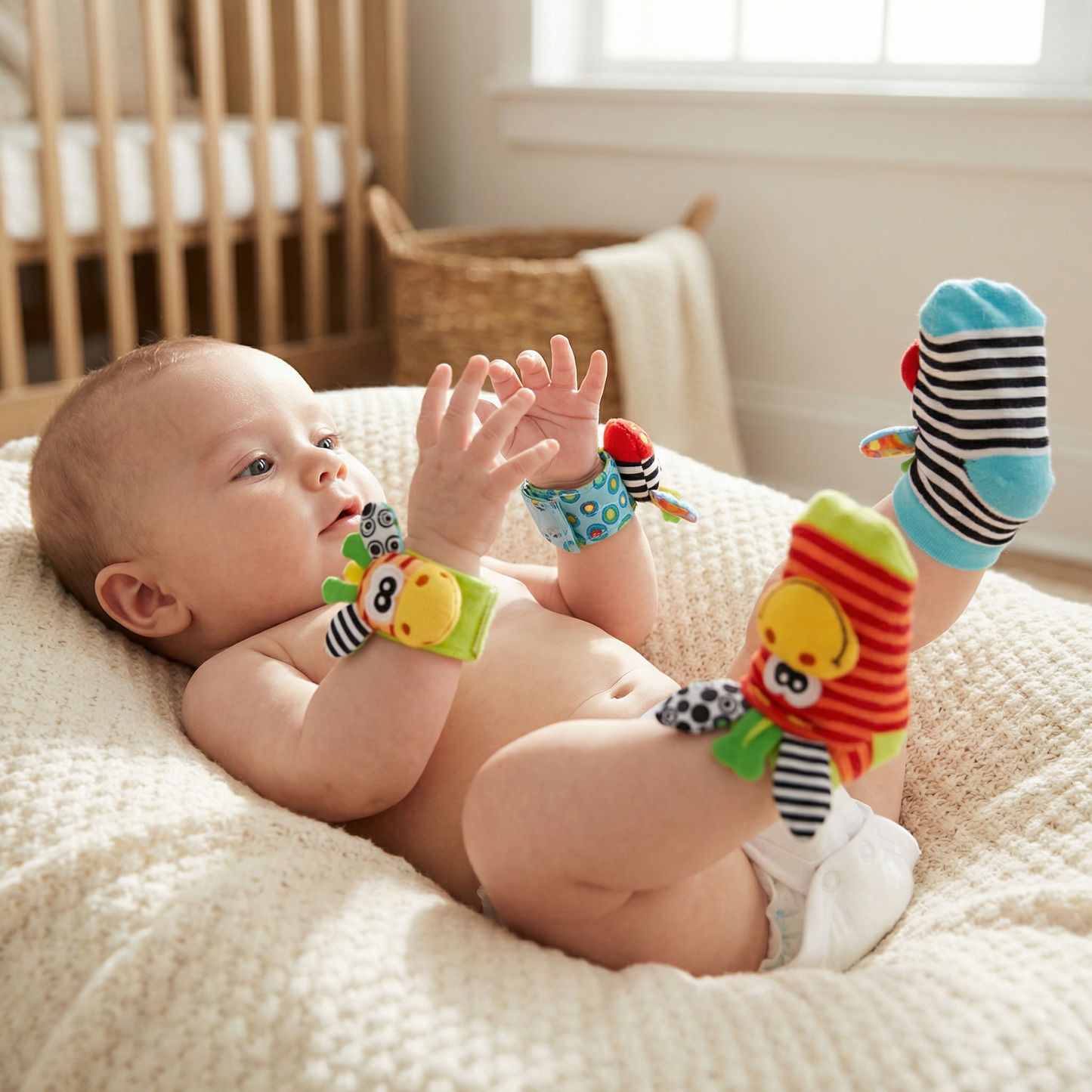Newborn Rattle Socks and Wrist Bands
