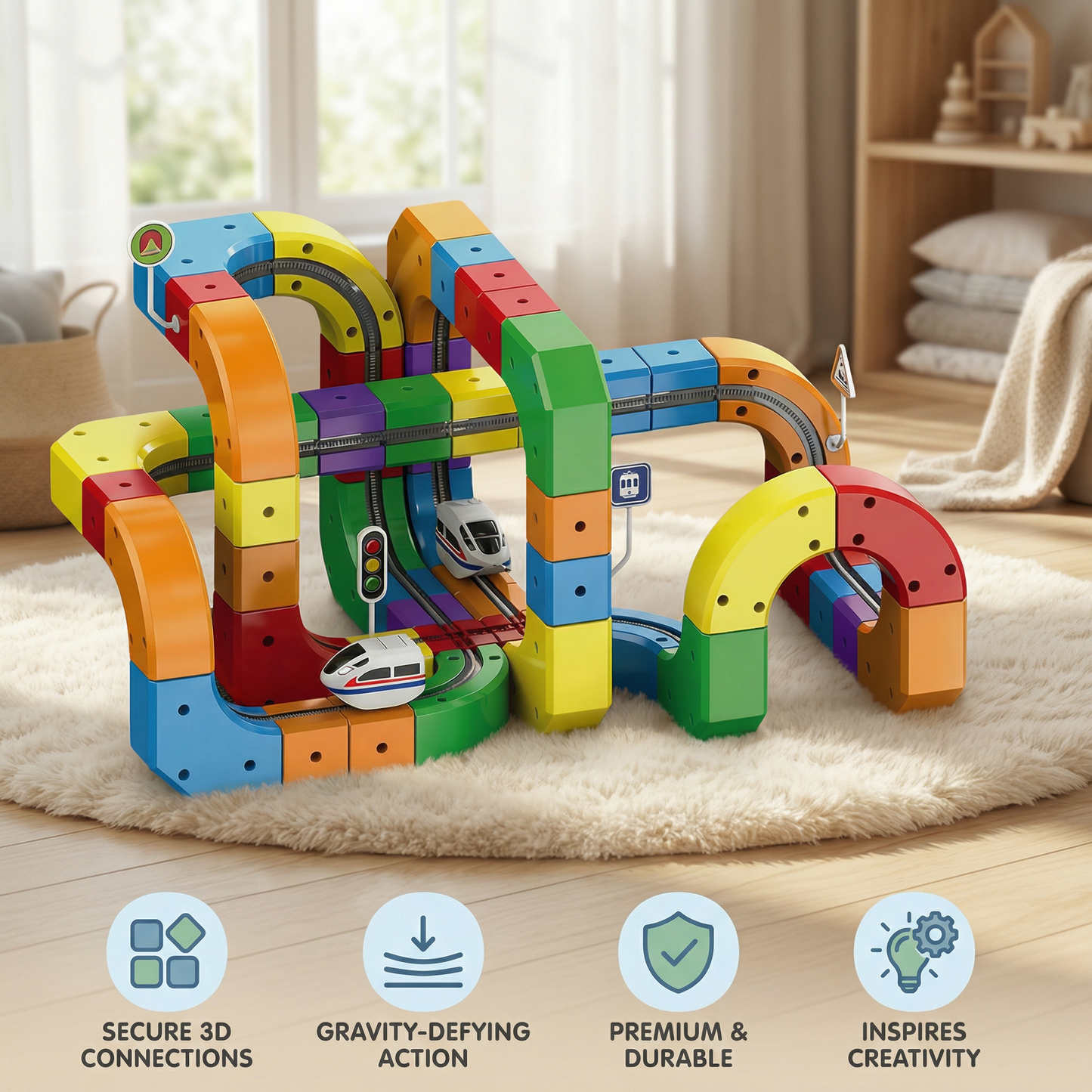 3D Magnetic Train Racing Track for Kids