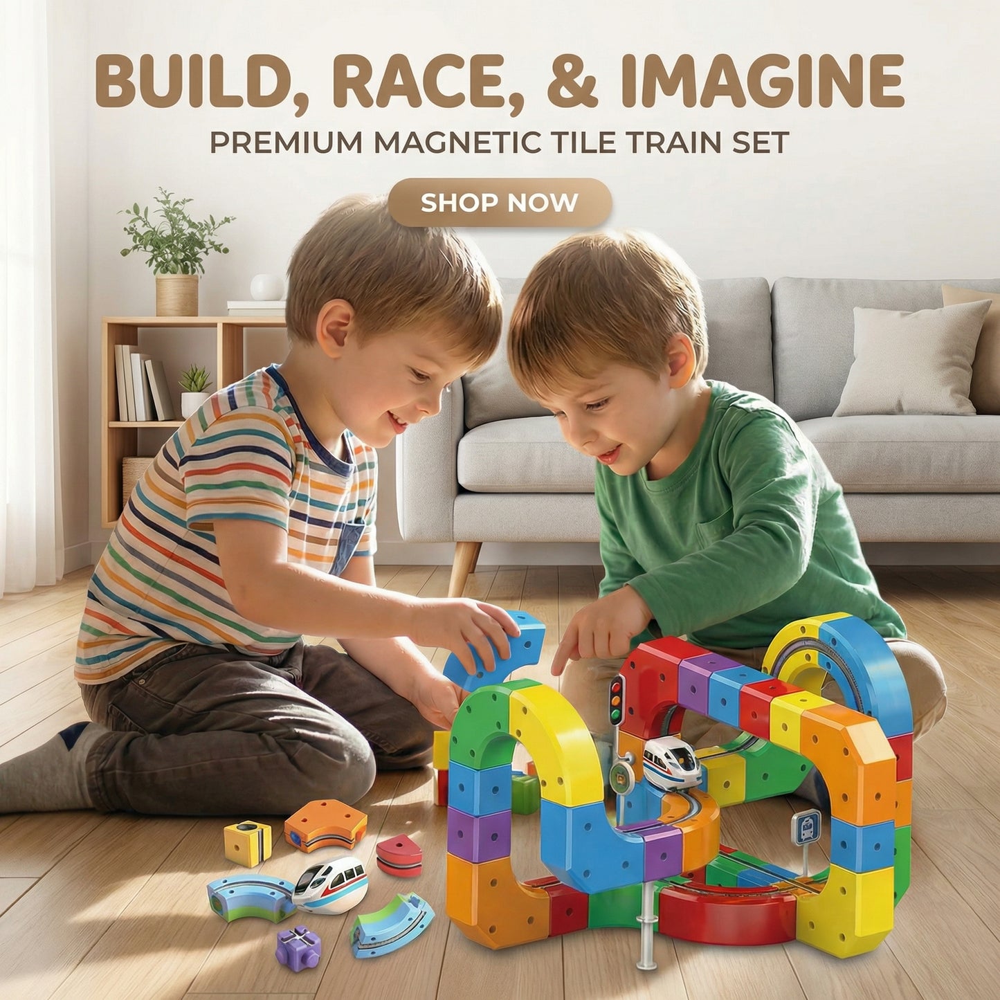 3D Magnetic Train Racing Track for Kids