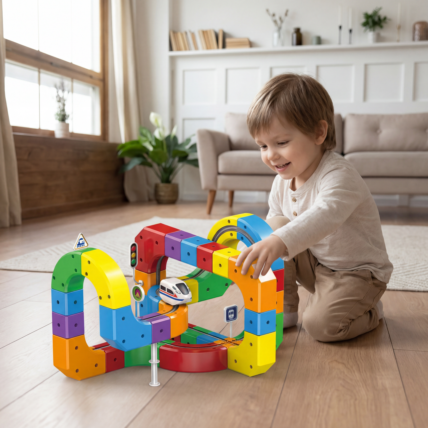 3D Magnetic Train Racing Track for Kids