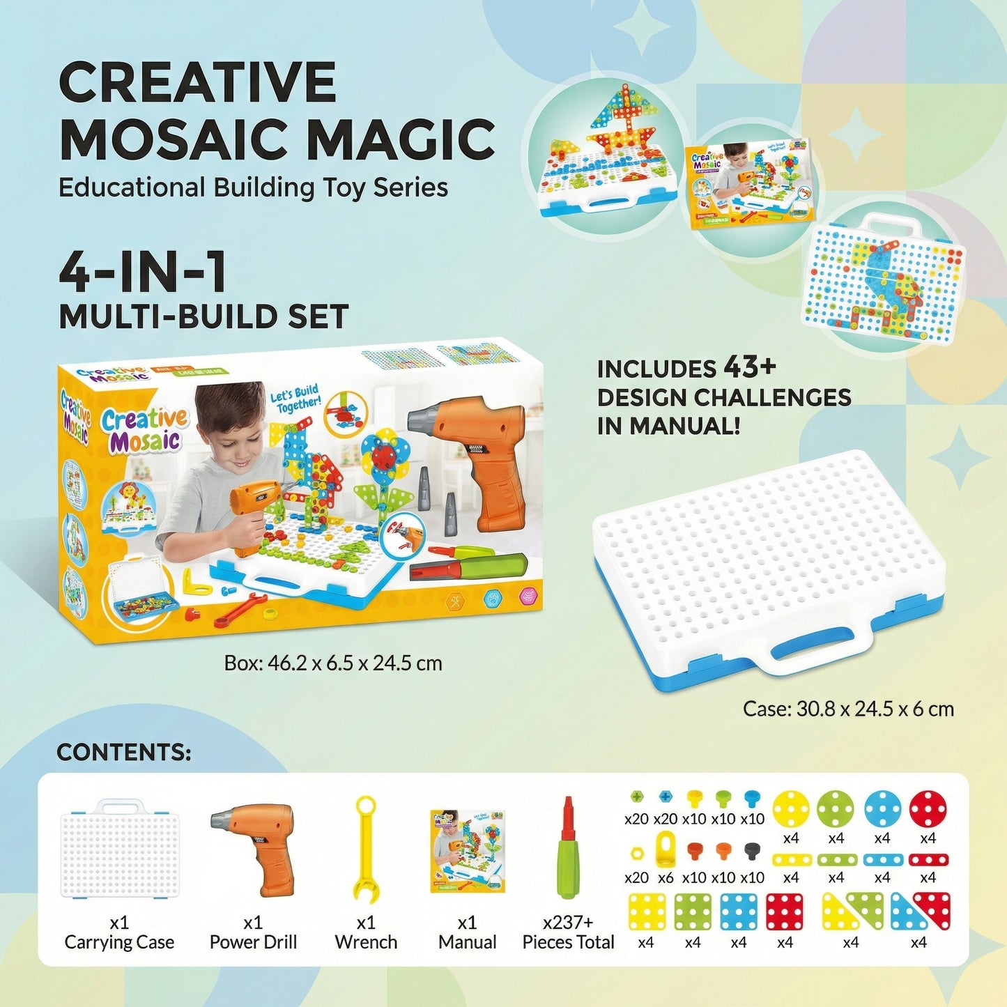 Kids Construction Drill Kit 200+ Pieces