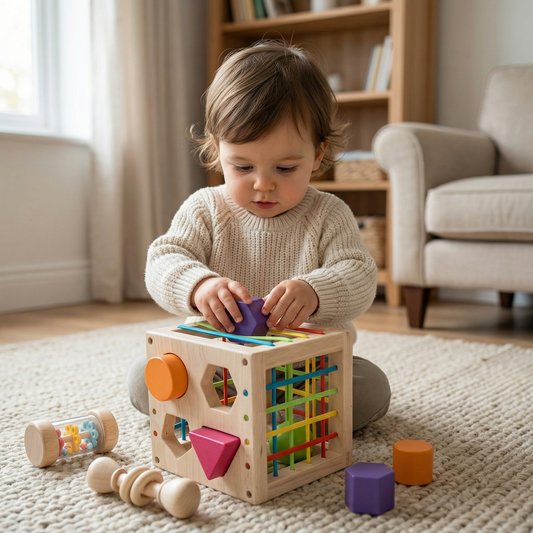 Wooden Activity Cube for Toddlers