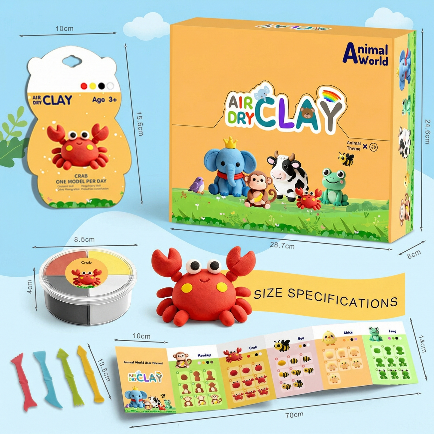 Air Dry Clay Animal Modelling Set