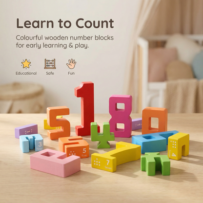 Wooden Number Building Blocks