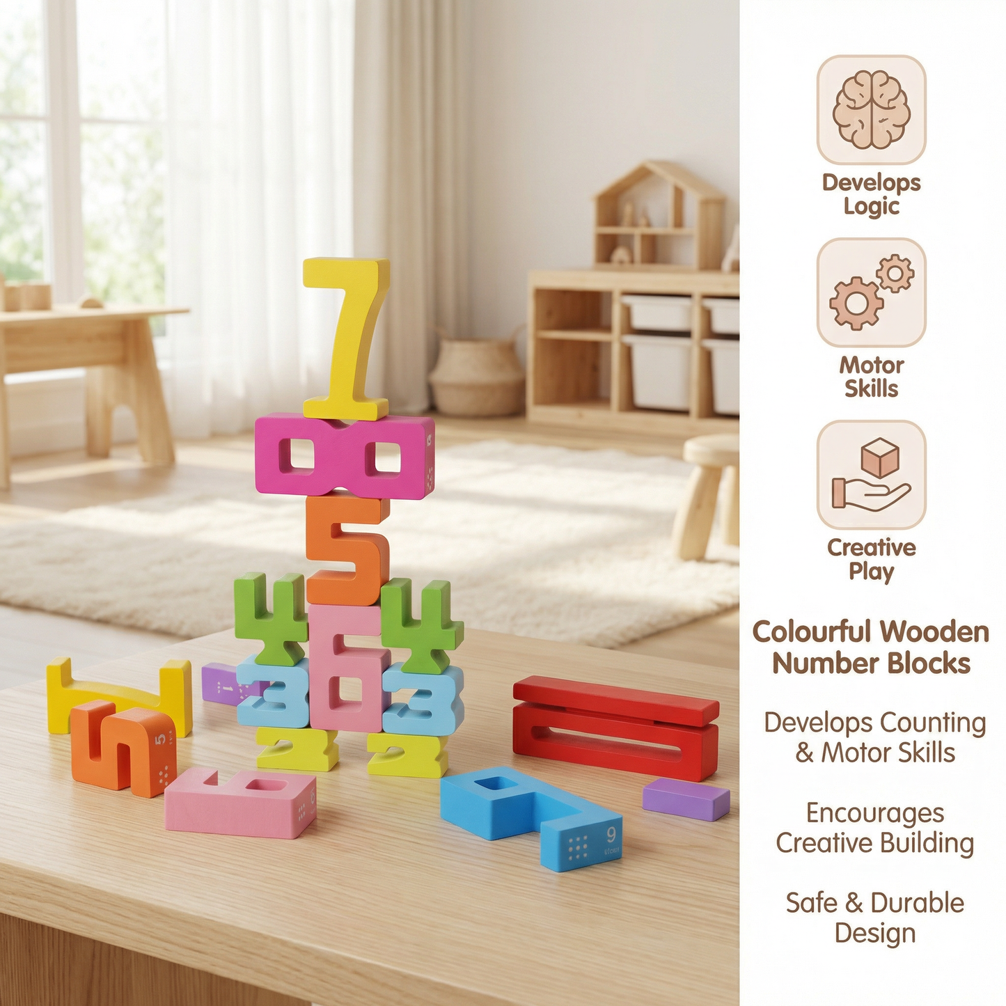 Wooden Number Building Blocks