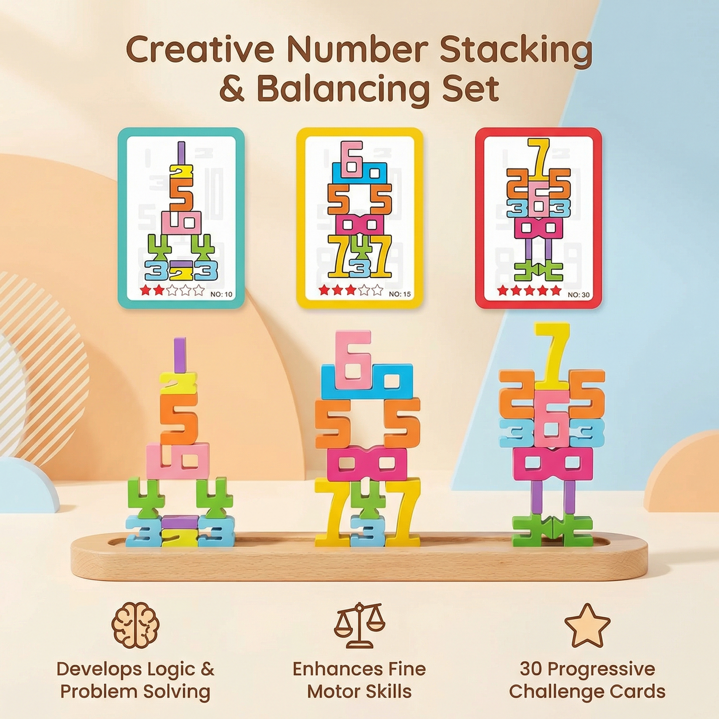 Wooden Number Building Blocks