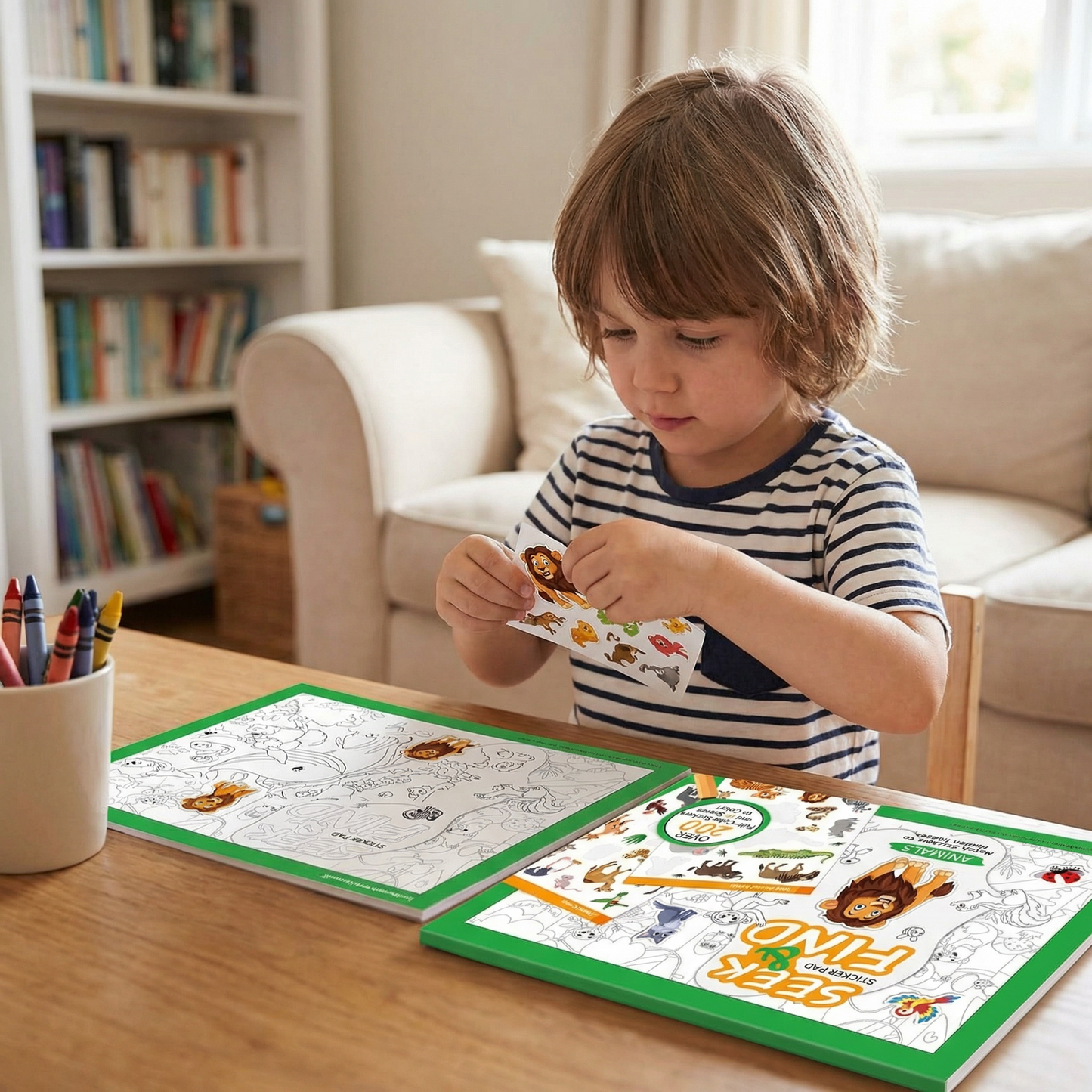 Seek and Find Sticker Colouring Book