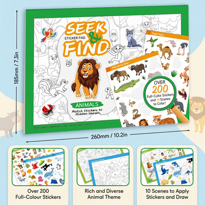 Seek and Find Sticker Colouring Book