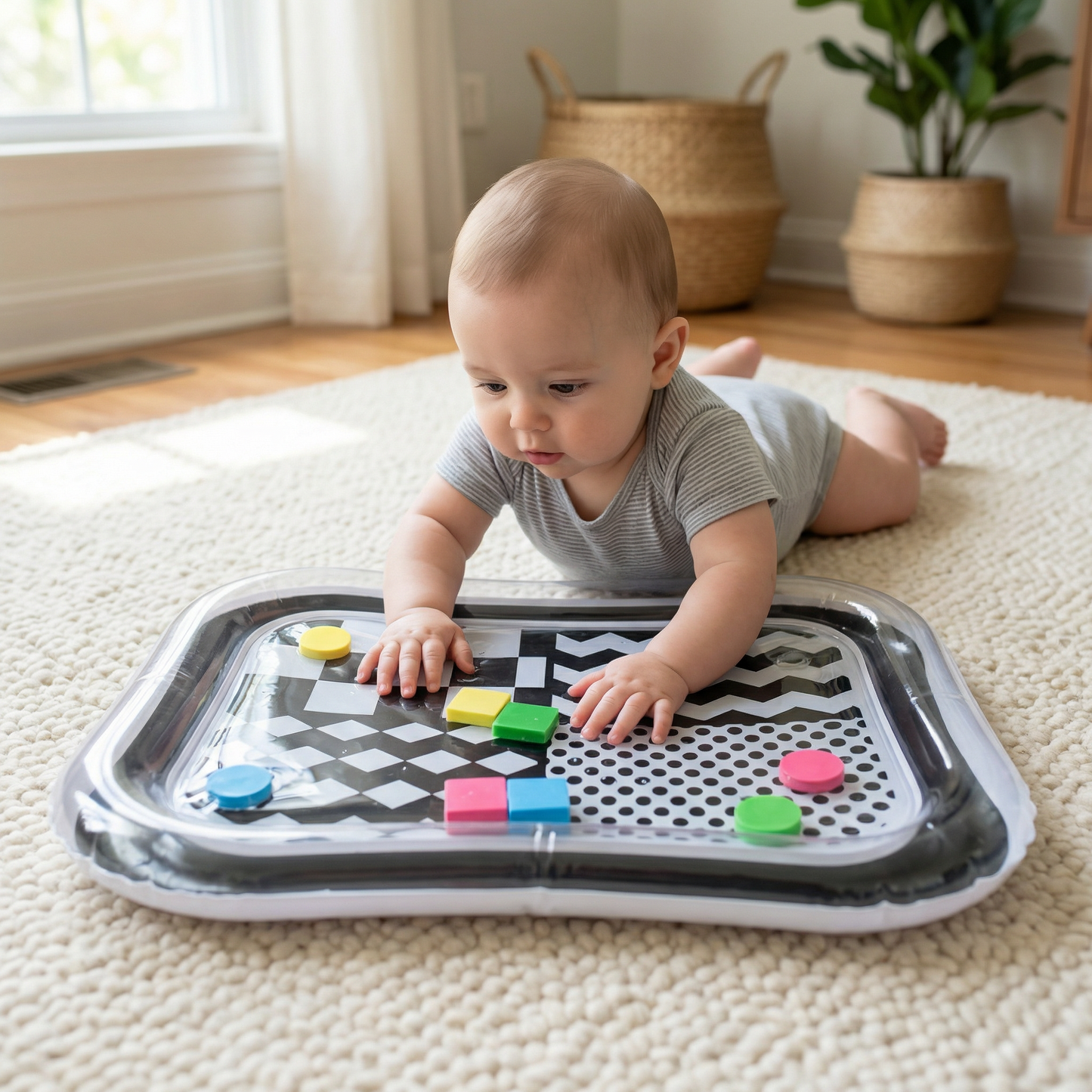 Black & White Baby Tummy Time Water Mat