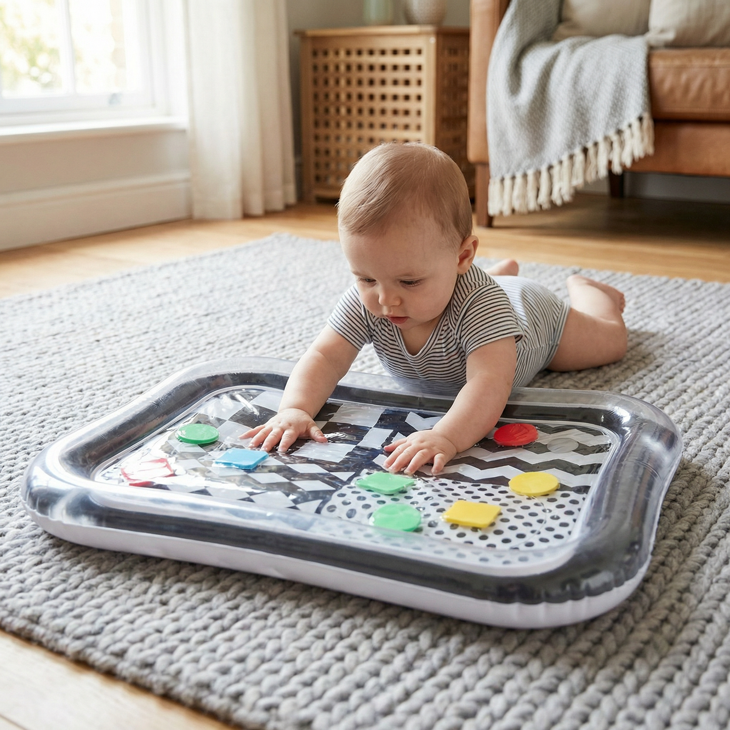 Black & White Baby Tummy Time Water Mat