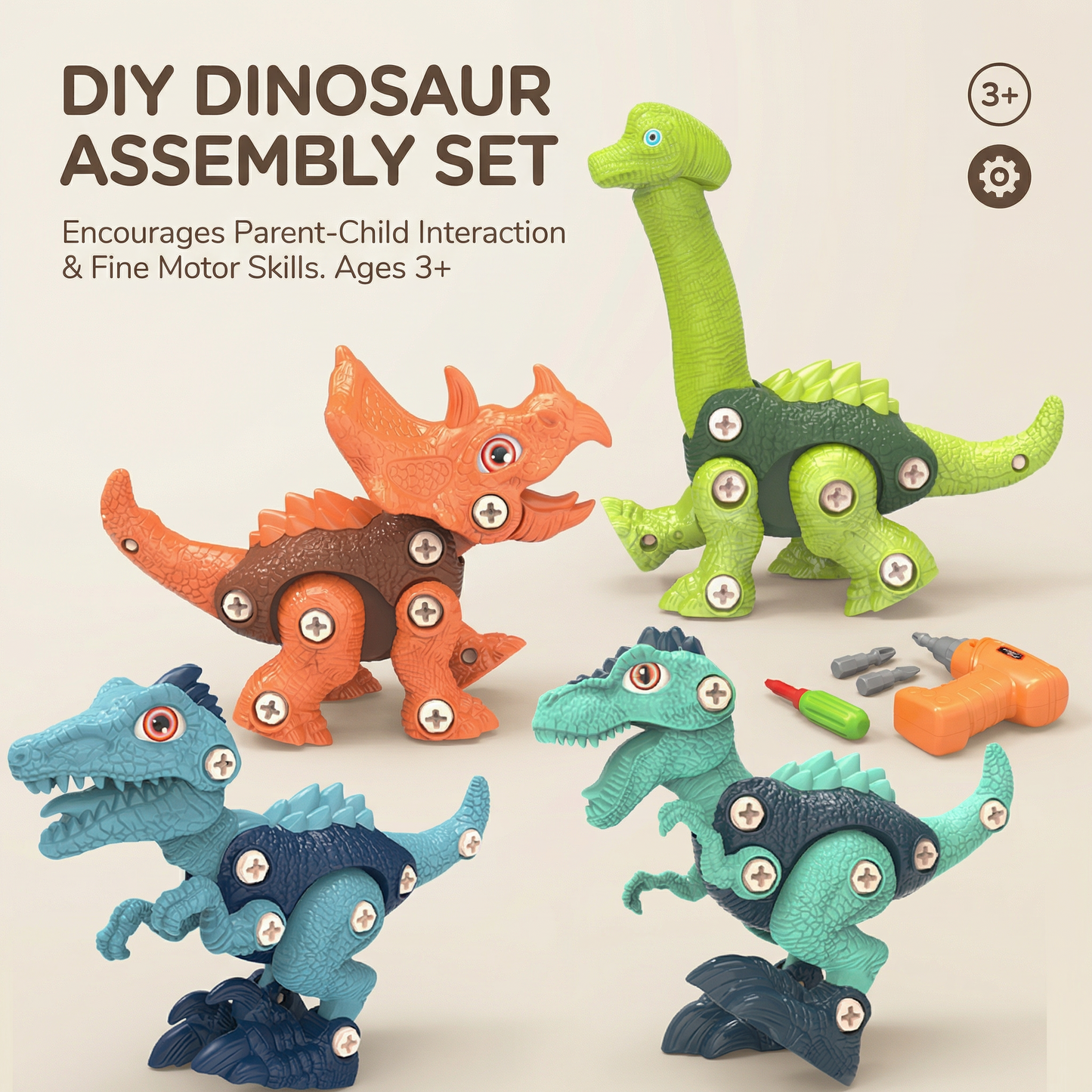 Dinosaur Construction Screw Building Set