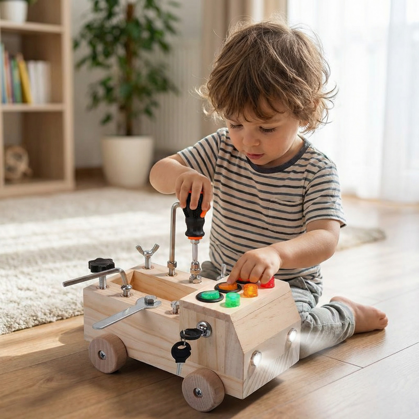 Montessori Wooden Busy Board Bus