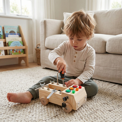 Montessori Wooden Busy Board Bus