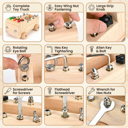 Montessori Wooden Busy Board Bus