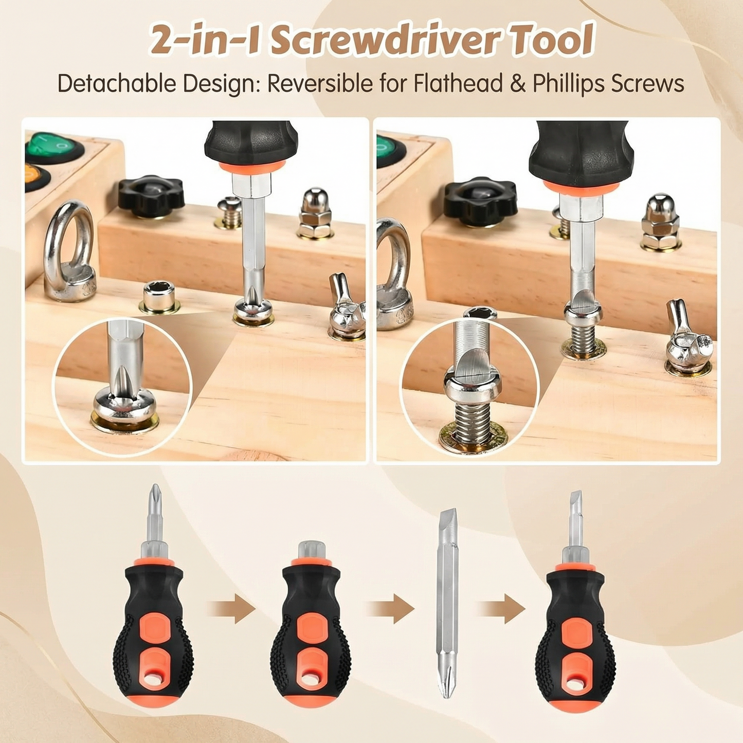 Montessori Wooden Busy Board Bus