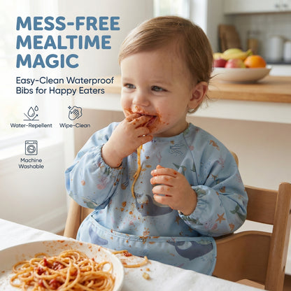 Toddler Full Coverage Feeding Bib - Waterproof
