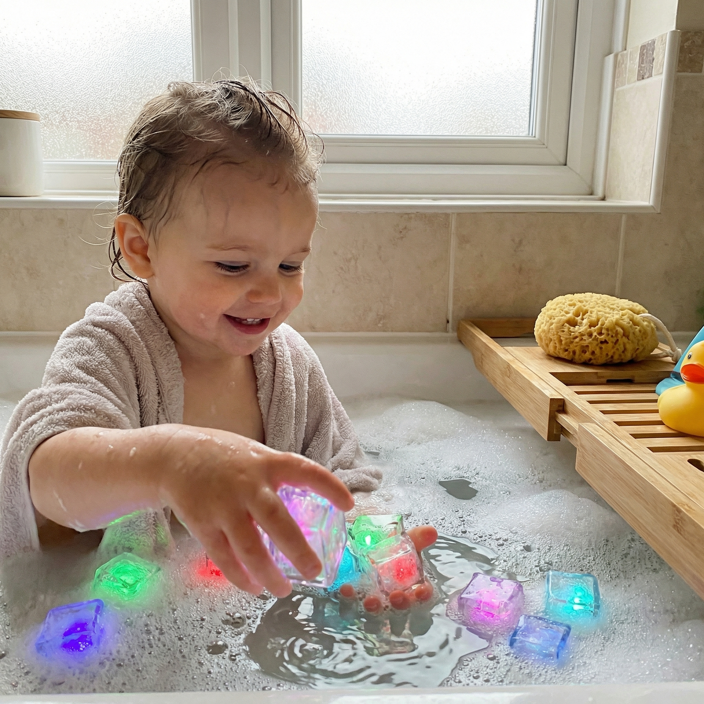 LED Bath Light Cubes 12 Pack - Water Activated
