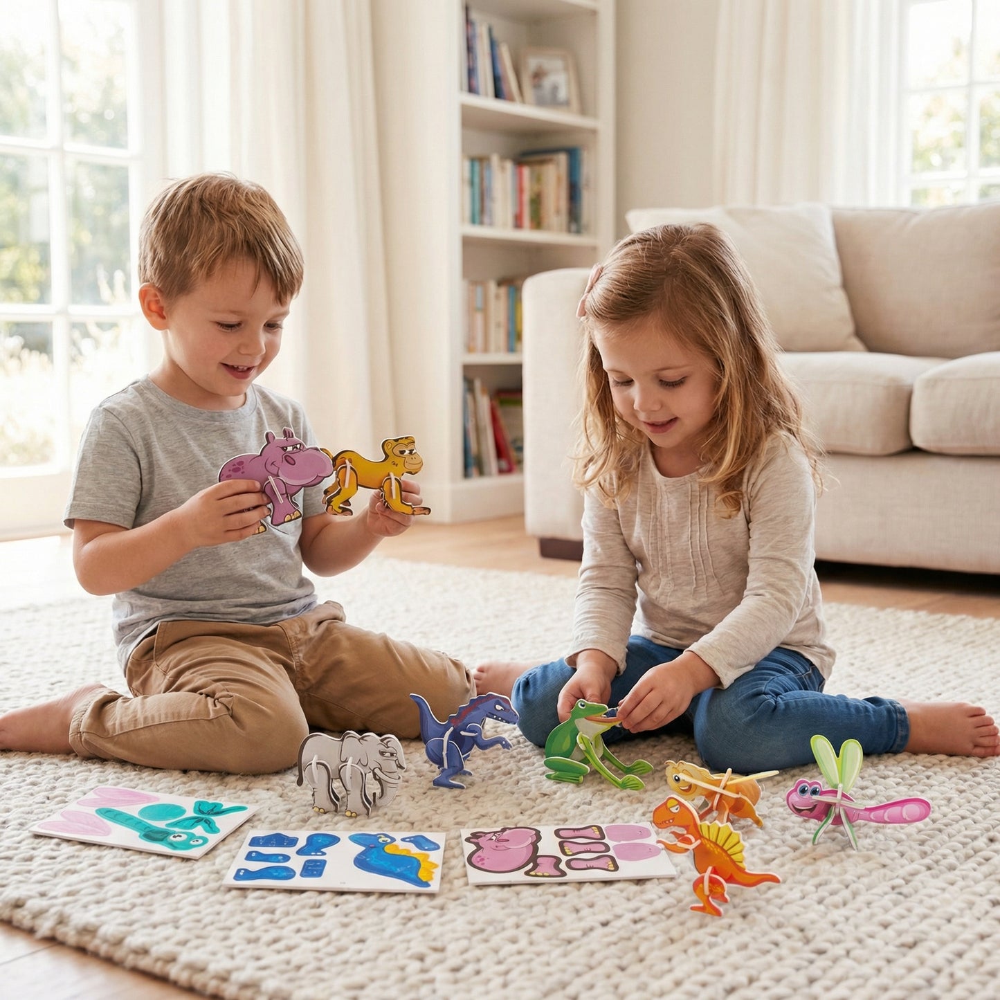 3D Cardboard Puzzle Set for Kids