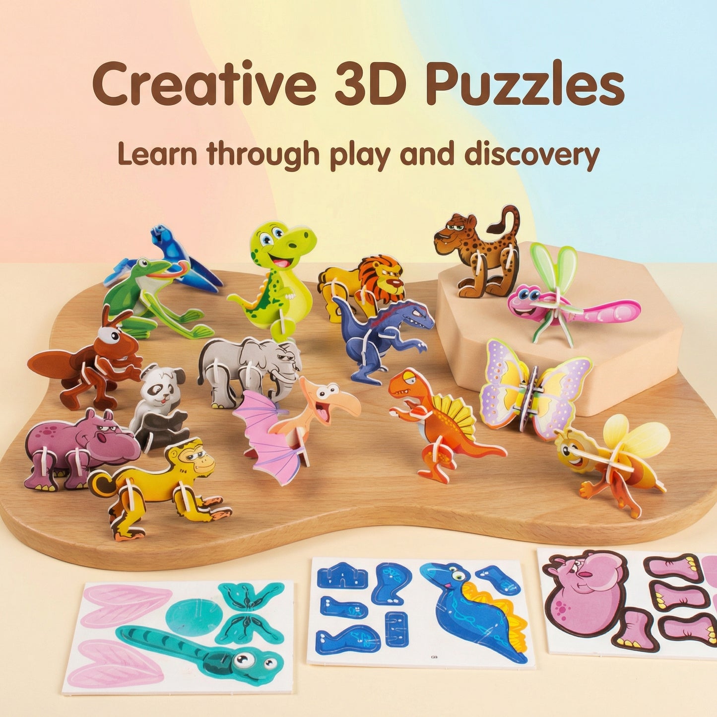 3D Cardboard Puzzle Set for Kids