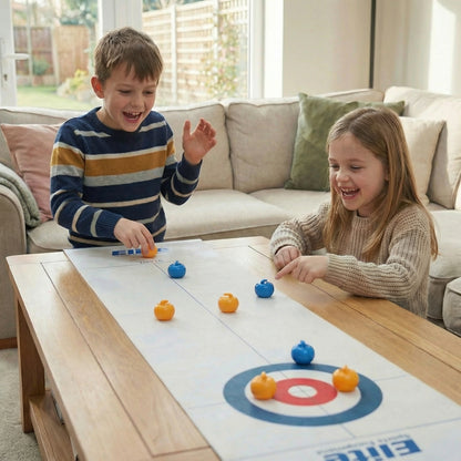 Portable Table Curling Game for Family Fun