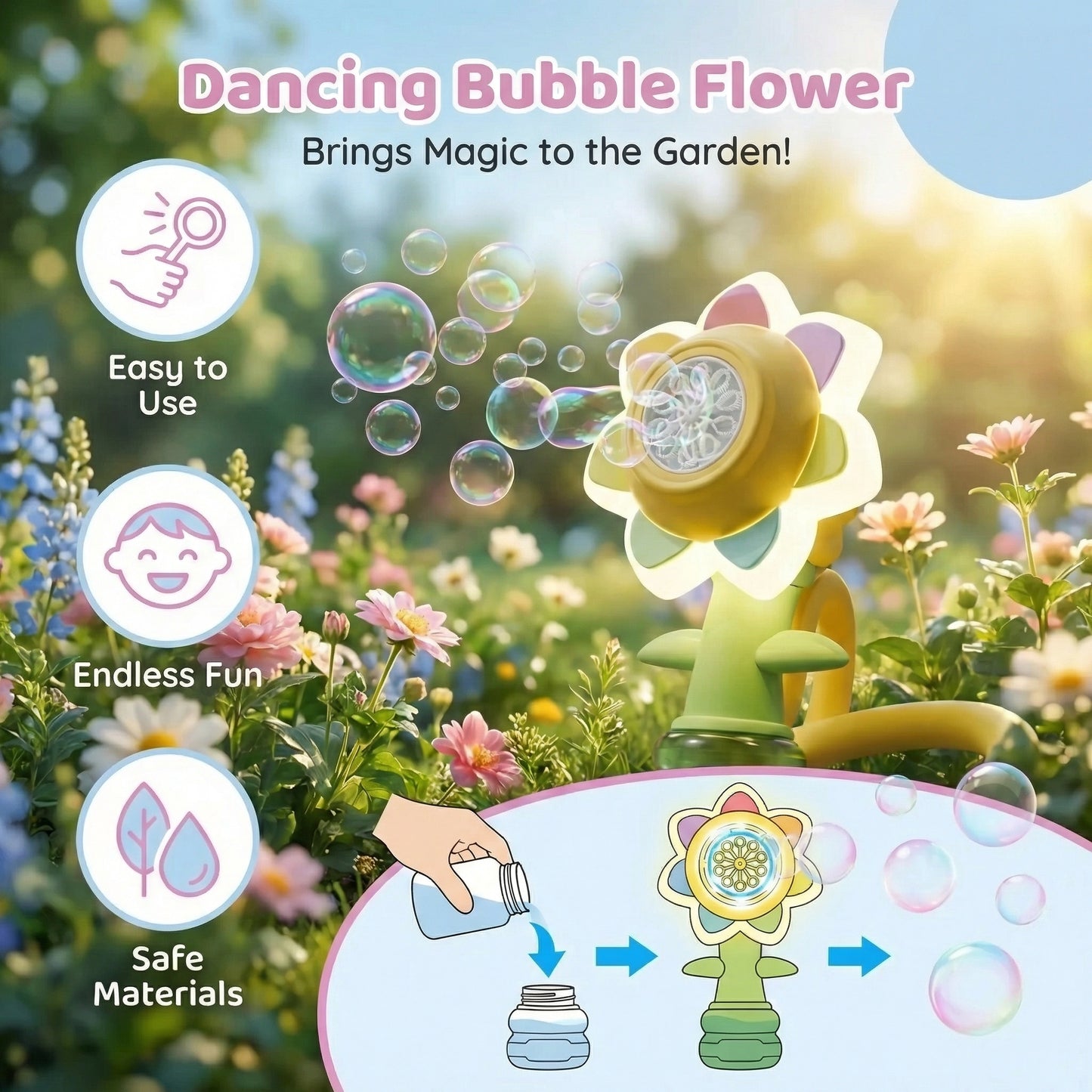 Light Up Sunflower Bubble Machine