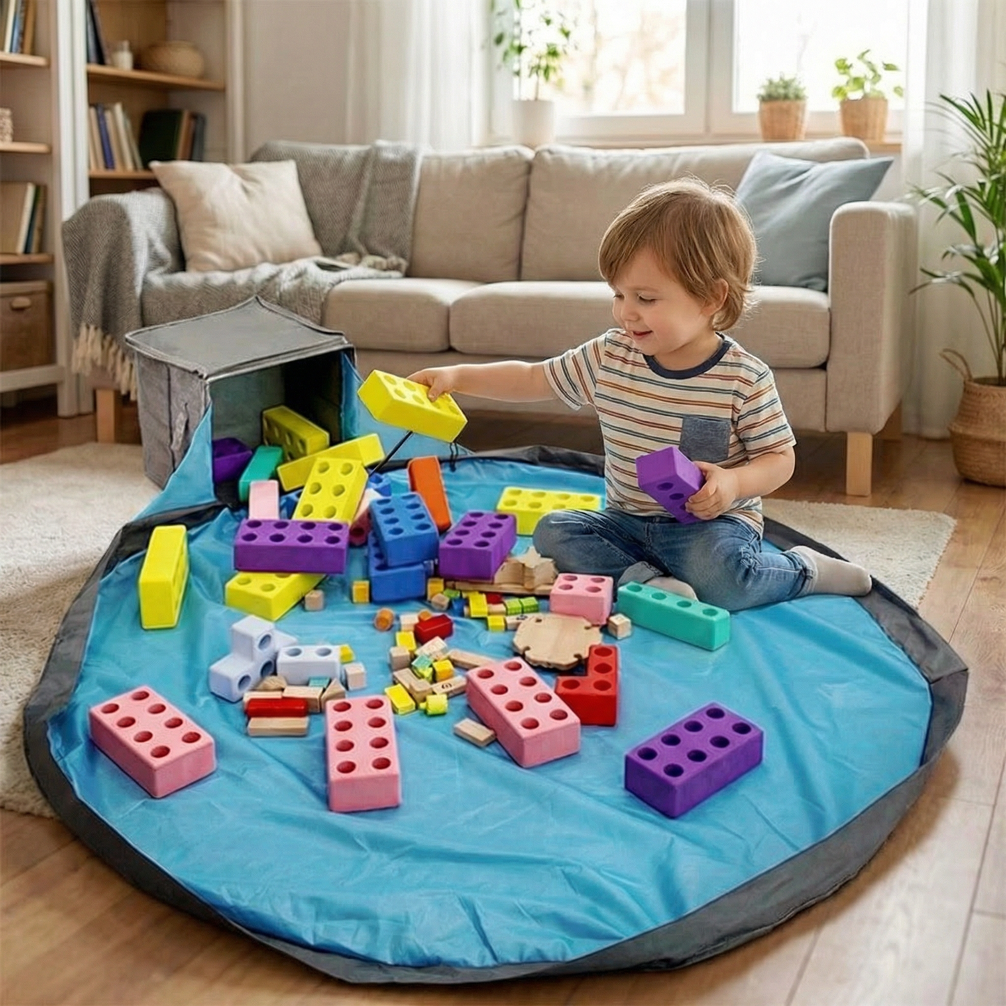 Toy Storage Box with Built In Play Mat