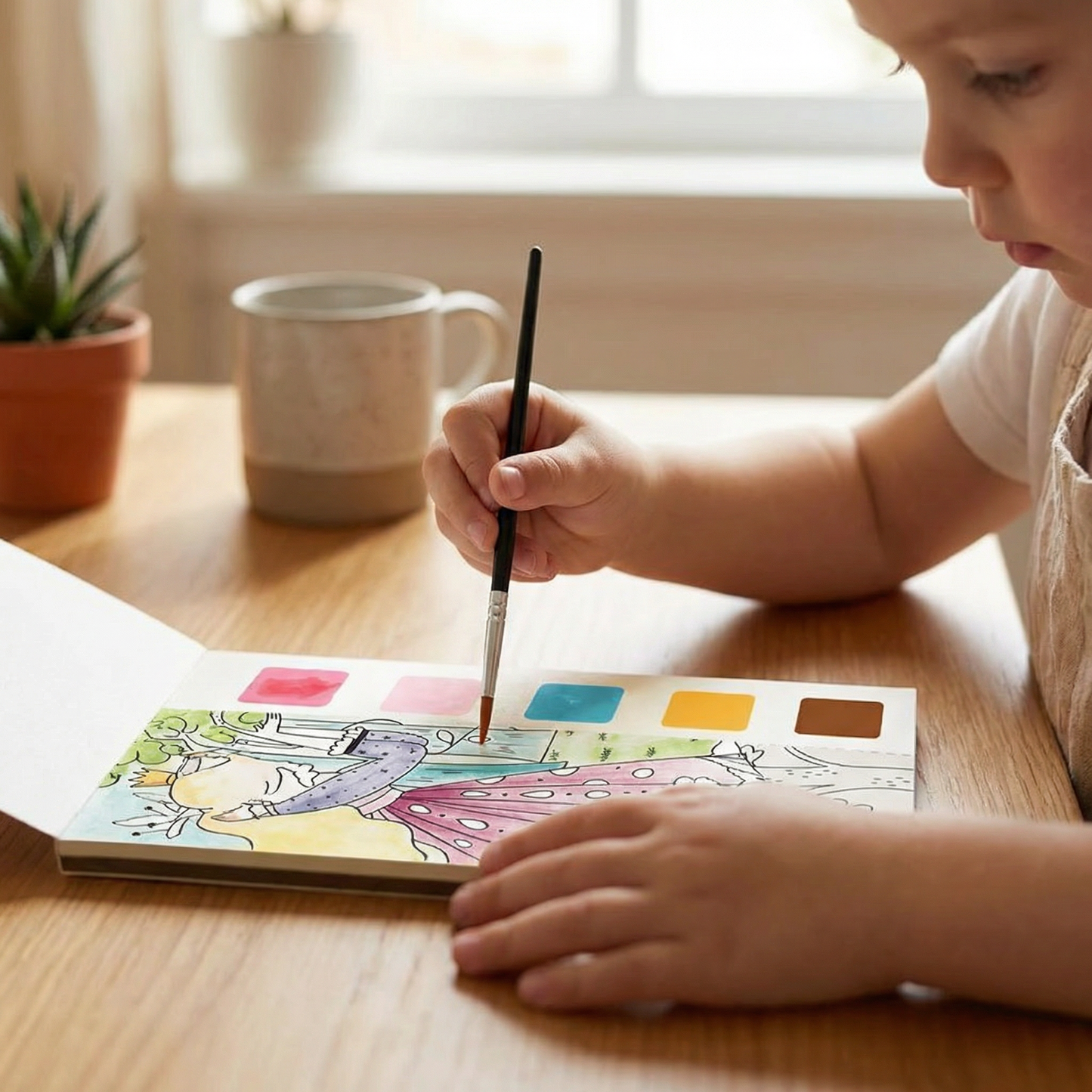 Watercolour Painting Book with Built In Paint