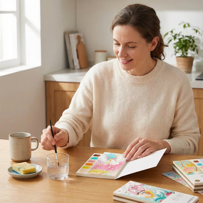Watercolour Painting Book with Built In Paint