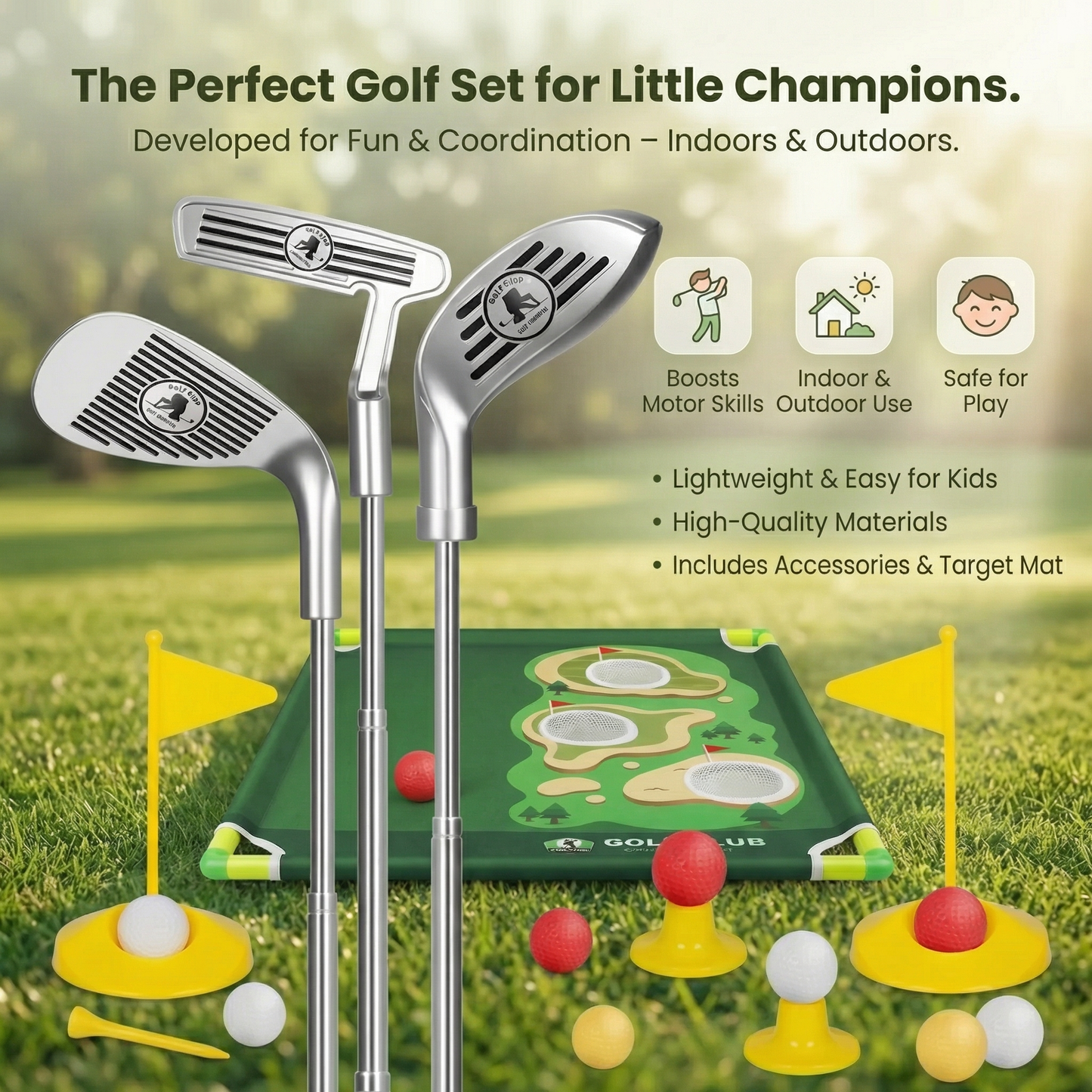 Indoor Outdoor Mini Golf Play Set for Kids