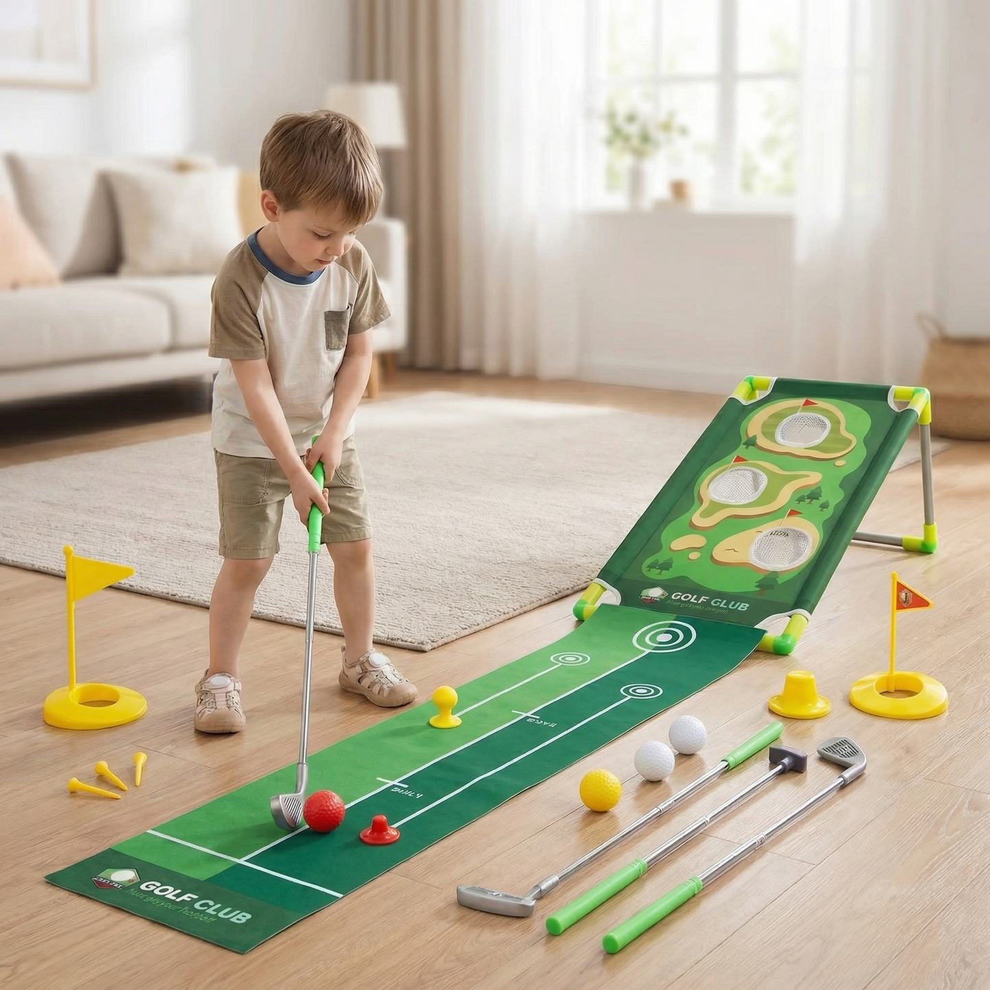 Indoor Outdoor Mini Golf Play Set for Kids