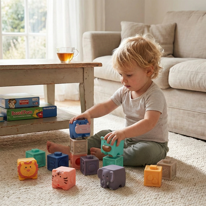 Soft Sensory Building Blocks Safari Friends Set